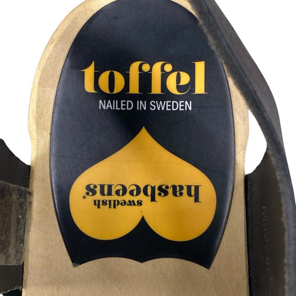 Swedish Hasbeens Toffel Women's Black Leather Slingback Clog Sandal Size 39 US 9 - Picture 10 of 13